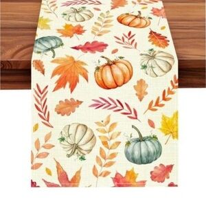 NEW Autumn Leaves and Pumpkins Table Runner